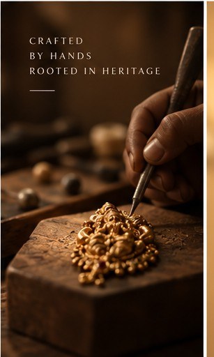 Craftsman hand-finishing a gold pendant with a fine tool