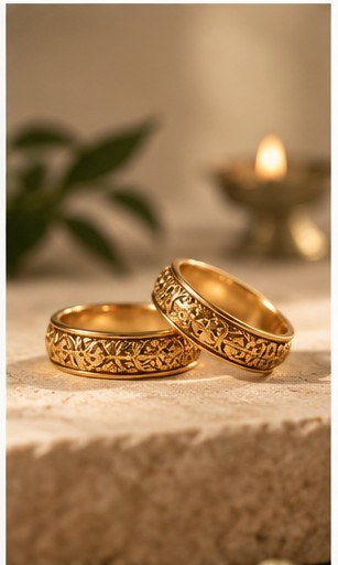 Pair of gold statement rings
